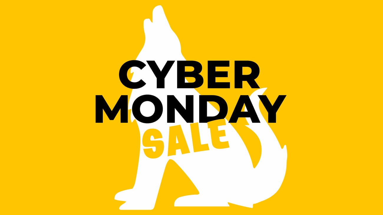 illustration of a black wolf on a yellow background